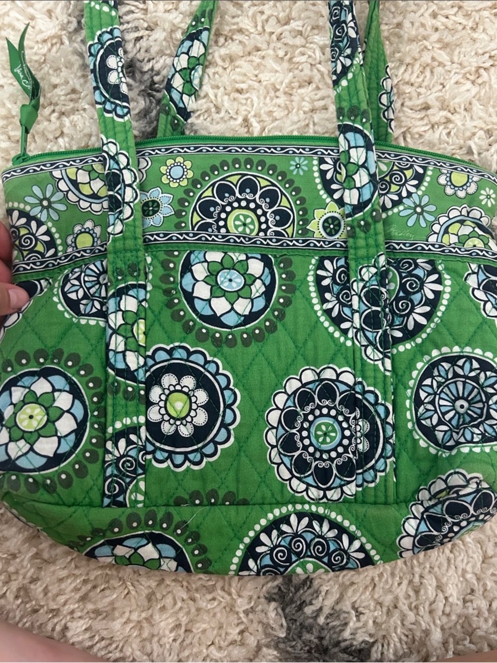 Vera Bradley Green Patterned Tote Bag (cupcake green)